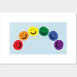 Rainbow Pride Curve Smiley Faces Posters and Art